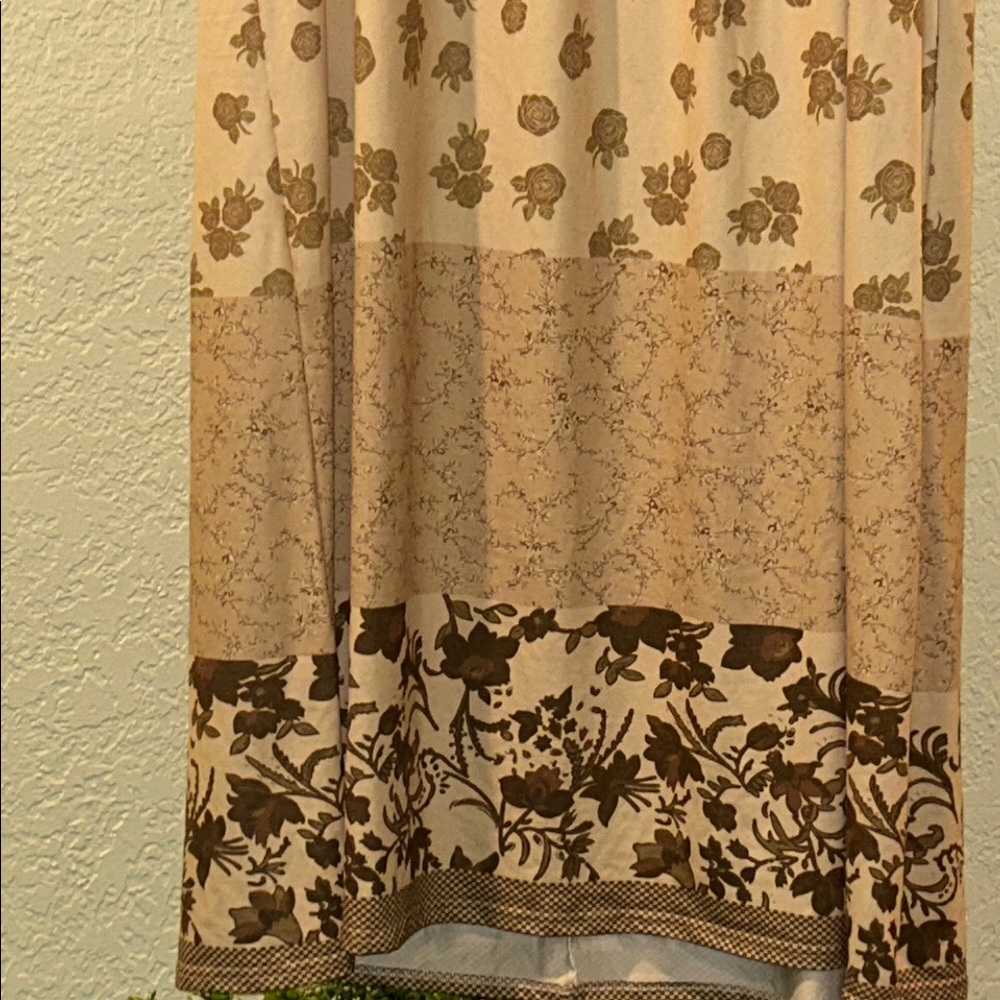 Floral High Low Dress - Cream and Brown - Picture 3 of 6